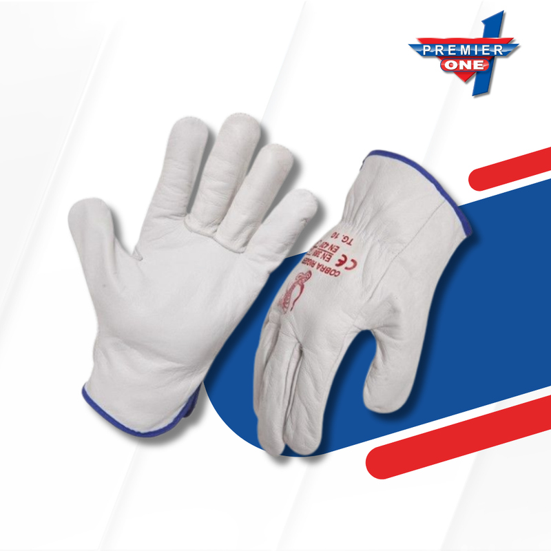 Grey Leather Full Grain Riggers / Drivers Gloves: Durable Hand Protection for Tough Work