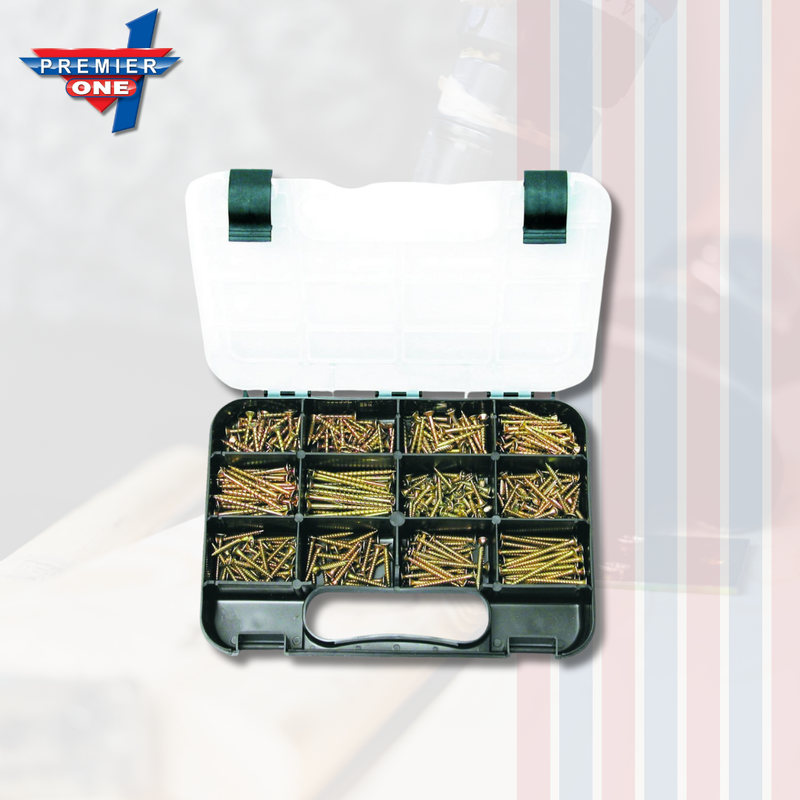 Chipboard Screw Assortment Kit: 11 Sizes for Trades, Workshops & DIY