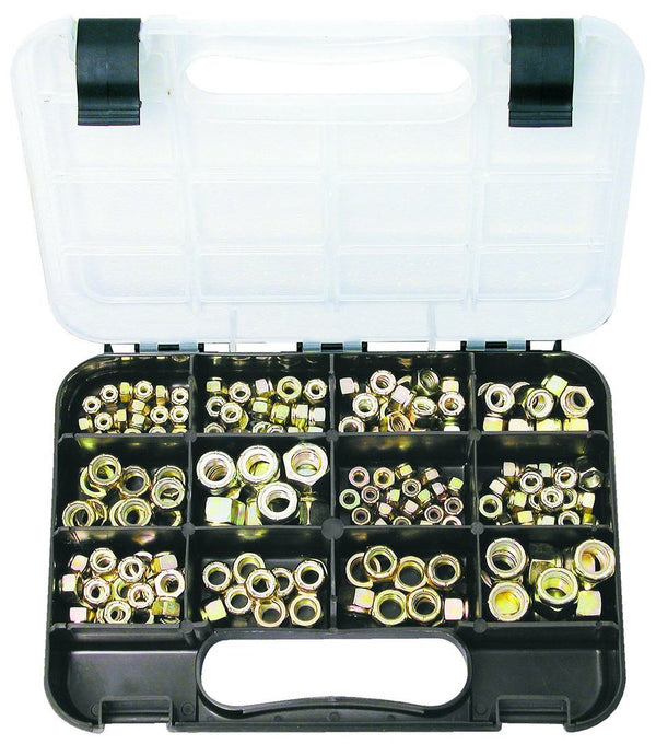 SELF-LOCK NUT IMPERIAL: 12 sizes, 3/16″ to 1/2″ UNF/UNC Zinc Passivated 180 piece
