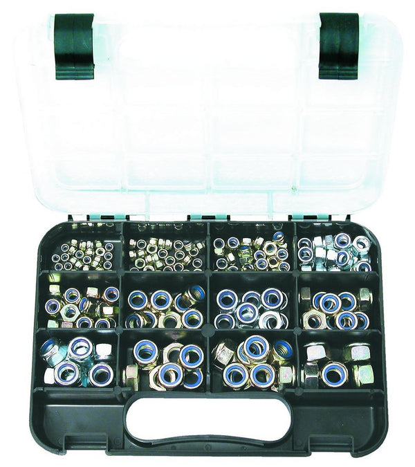 SELF-LOCK NUTS METRIC: 12 sizes M4 to M14, Zinc Passivated, 195 piece