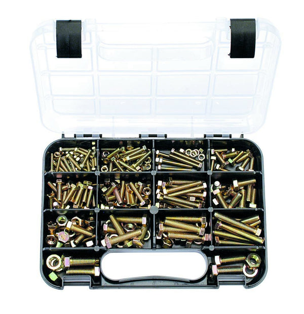 METRIC BOLTS and NUTS: 14 sizes, 4mm to 10mm Dia. High tensile 8.8, Lengths 16mm-50mm Zinc Passivated, 236 piece