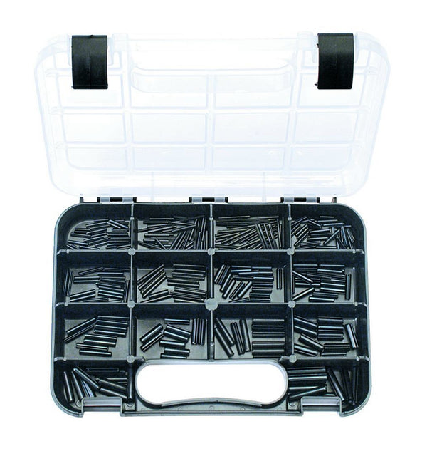 ROLL PINS-IMPERIAL: 14 sizes, 1/16″ to 1/4″ Dia, Lengths 1/2″-1 1/2″, 285 pieces