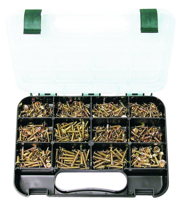 SELF-DRILLING SCREWS: 8 sizes, 8G x 12mm to 10G x 16mm, Zinc Passivated, 460 piece