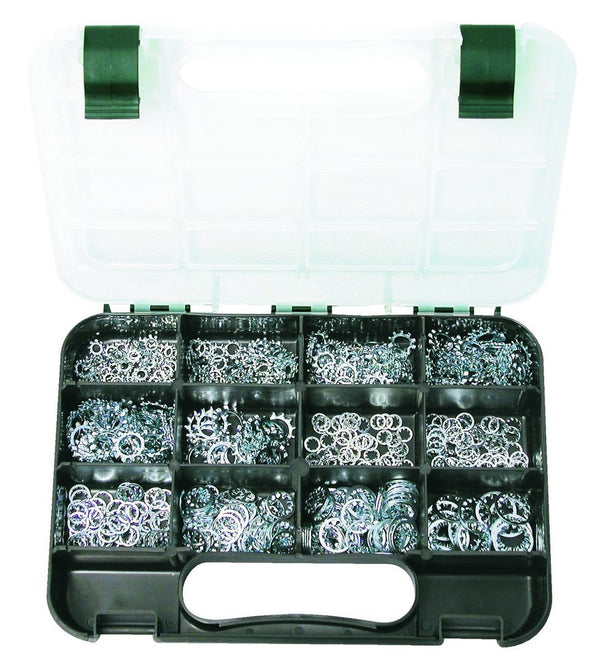 STAR WASHER IMPERIAL: 12 sizes, 3/16″ to 1/2″ Di, Internal and External, Zinc Plated, 540 piece