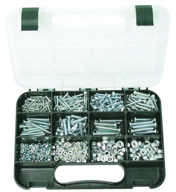 ROUND HEAD SCREWS and NUTS: 10 sizes, 1/8″ to 1/4″ Dia, Lengths: 3/4″ – 1 1/2″, 552 piece