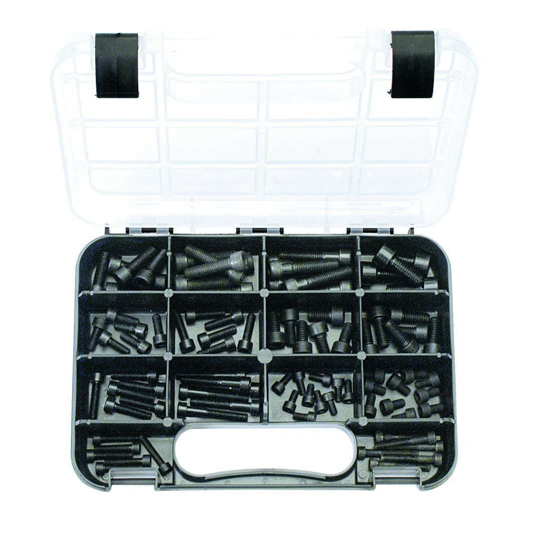 SOCKET HEAD CAP SCREWS-Metric: 14 sizes, 5mm to 10mm Dia, DIN 912 8.8, Lengths: 10mm-40mm, 90 piece