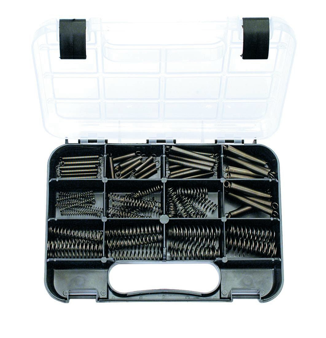 SPRINGS: 9 sizes, 3/16″ to 17/32″, Compression and Extensions, 92 piece