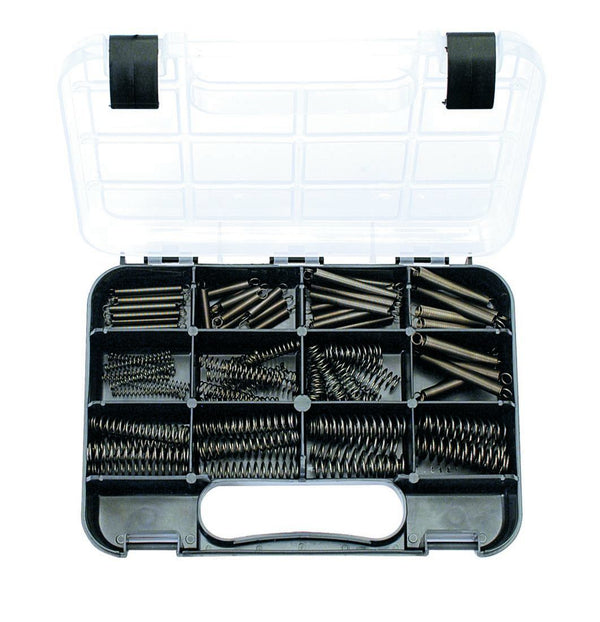 SPRINGS: 9 sizes, 3/16″ to 17/32″, Compression and Extensions, 92 piece