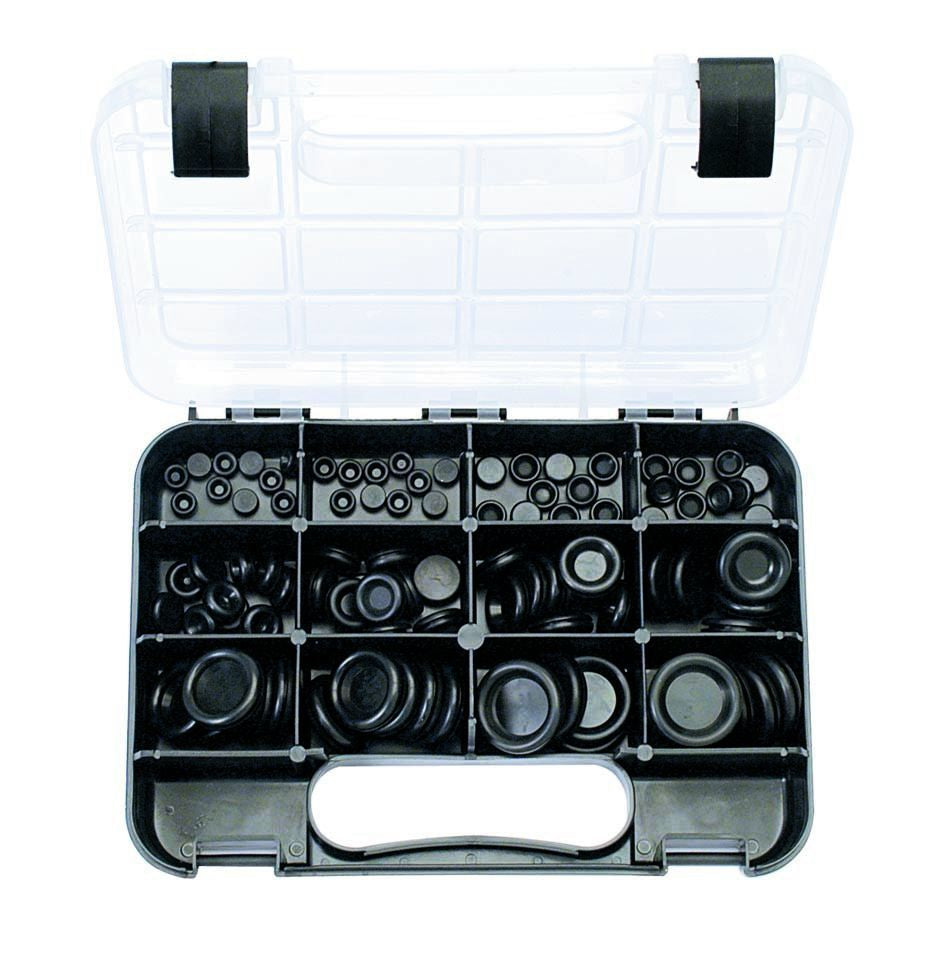 BLANKING GROMMETS: 8 sizes, 5/16″ to 1 1/8″ Panel hole size, 95 piece