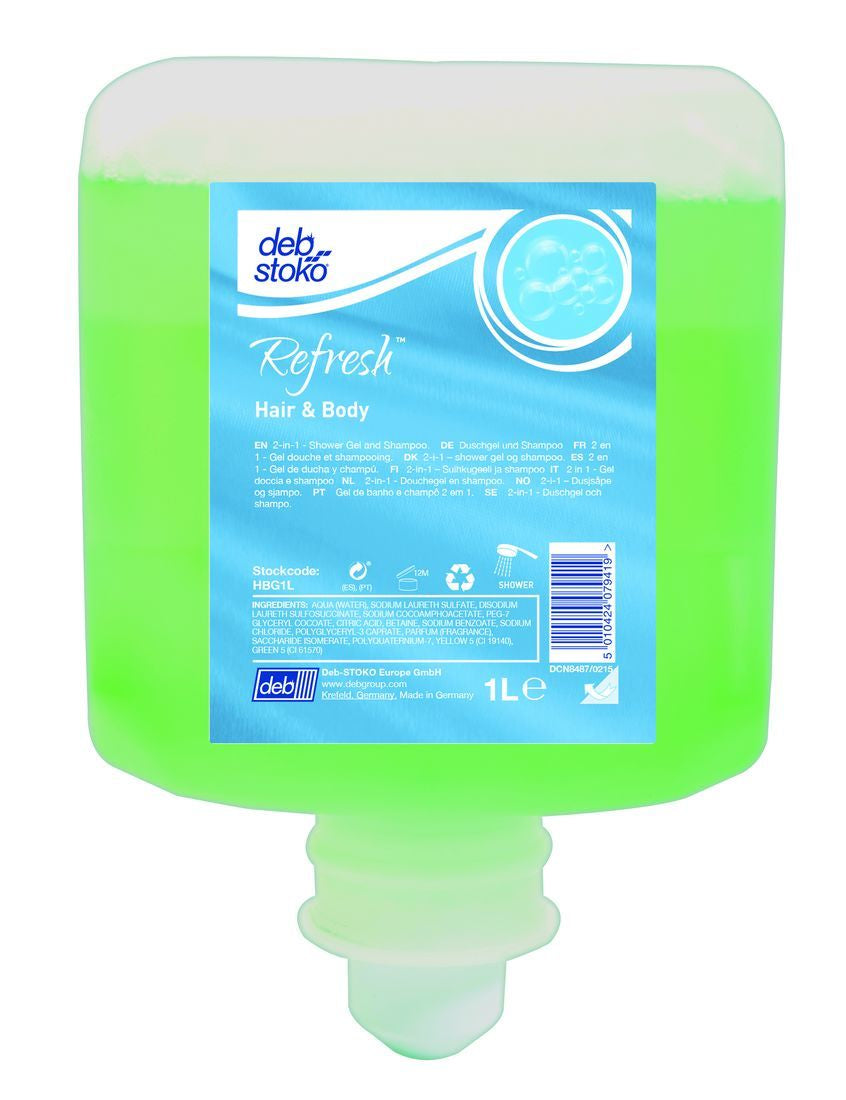 Refresh® Hair & Body Gel 1-L cartridge Stockcode: HBG1L Case quantity: 6